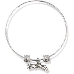 Shopaholic Text Fancy Charm Bangle
